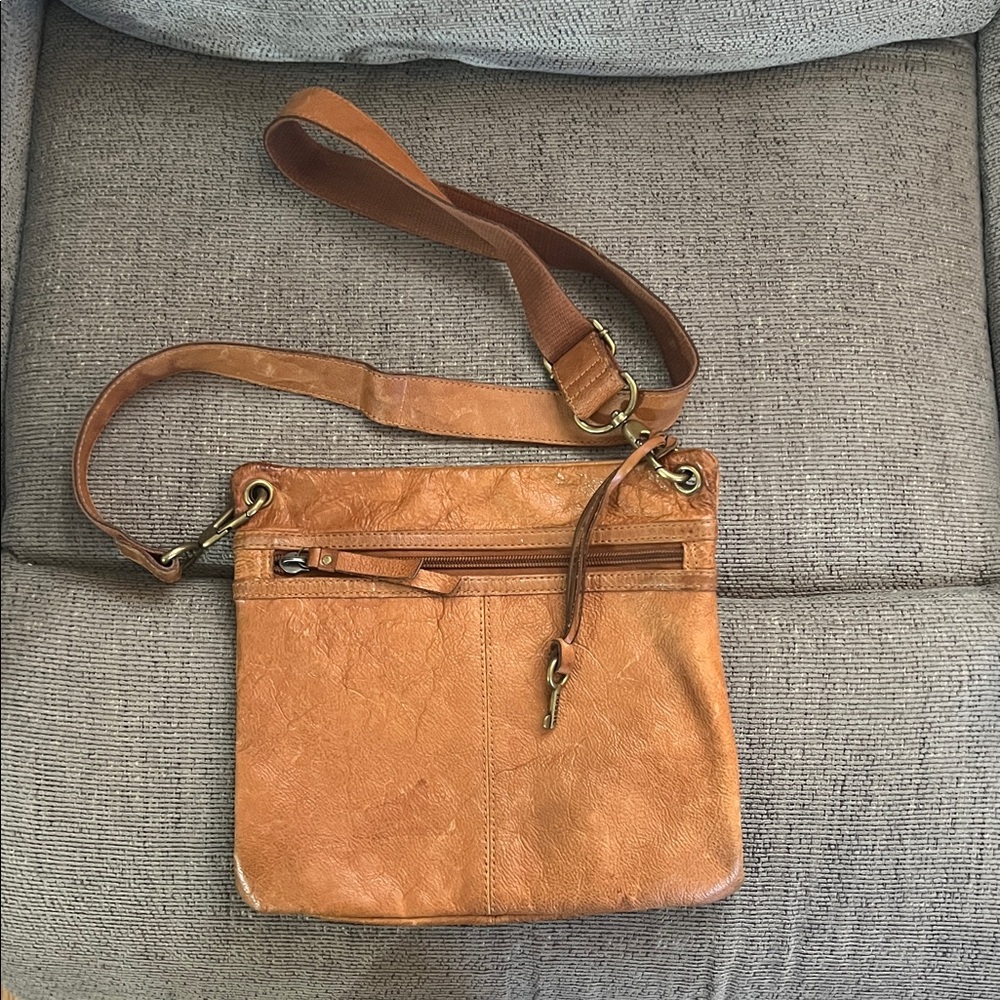 Fossil Brown Leather Patchwork Bag - image 2